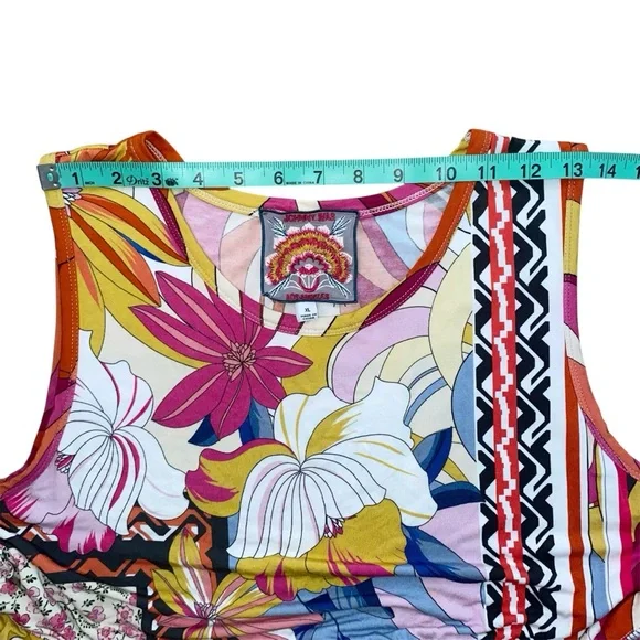 Johnny Was Rachel May Easy Fit Tank Dress XL Mixed Print Patchwork Midi Length - Picture 12 of 16